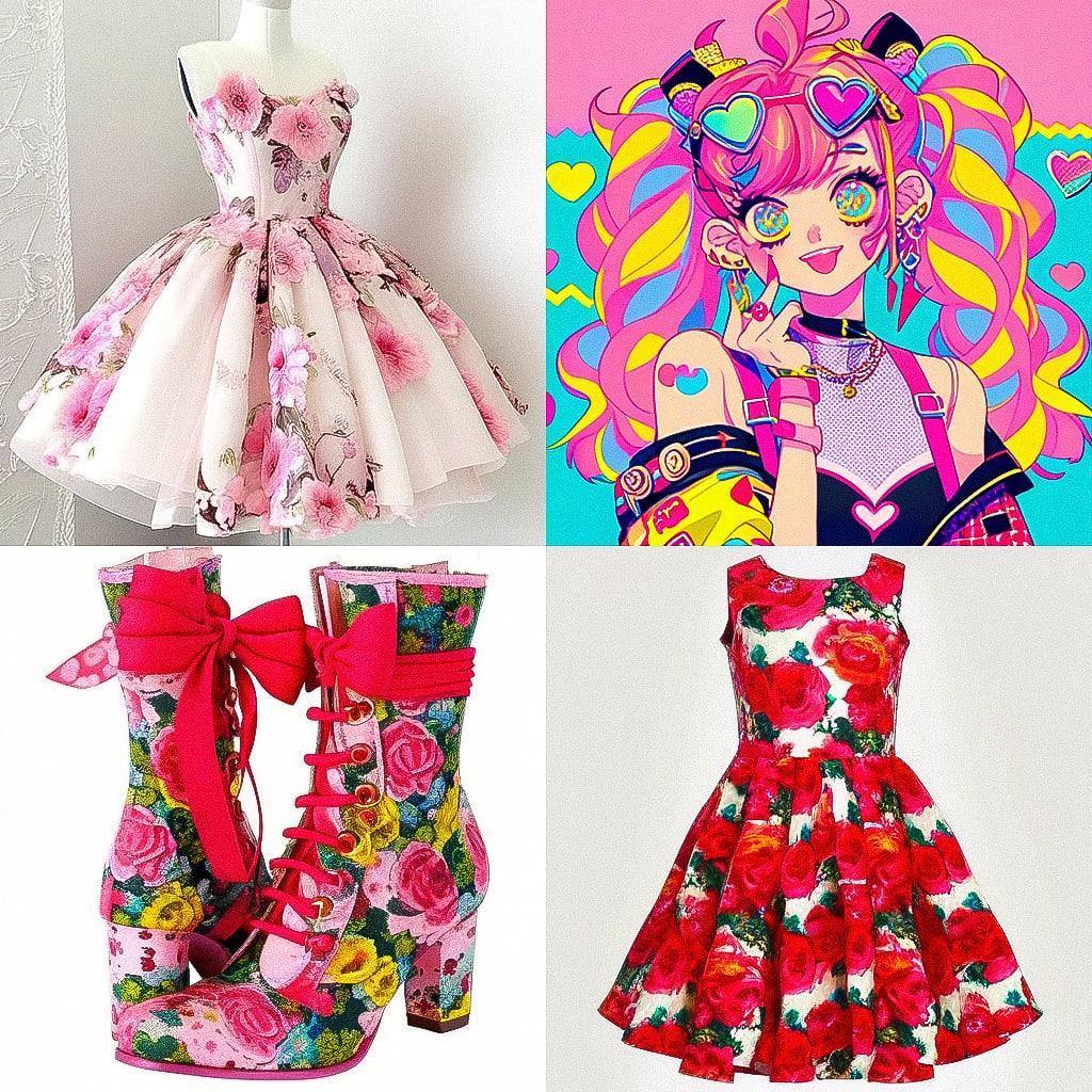 Betsey Johnson style, Midjourney Niji 4, render 1 of 4