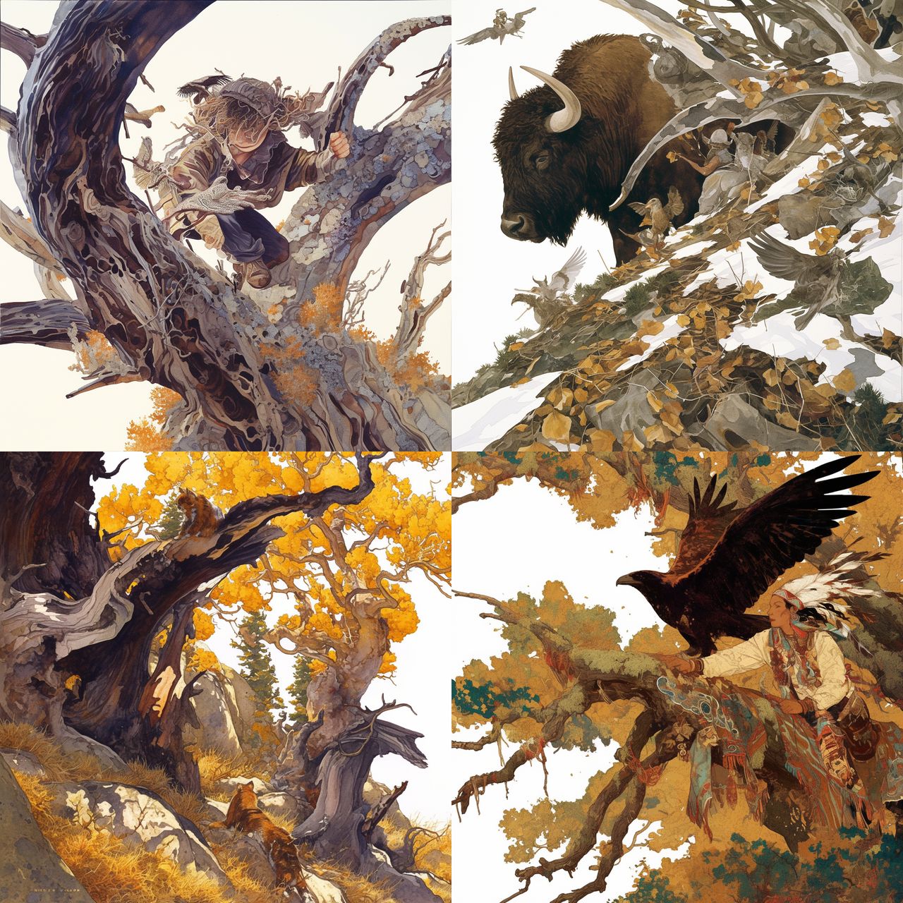 Bev Doolittle style, Midjourney Niji 6, render 1 of 4