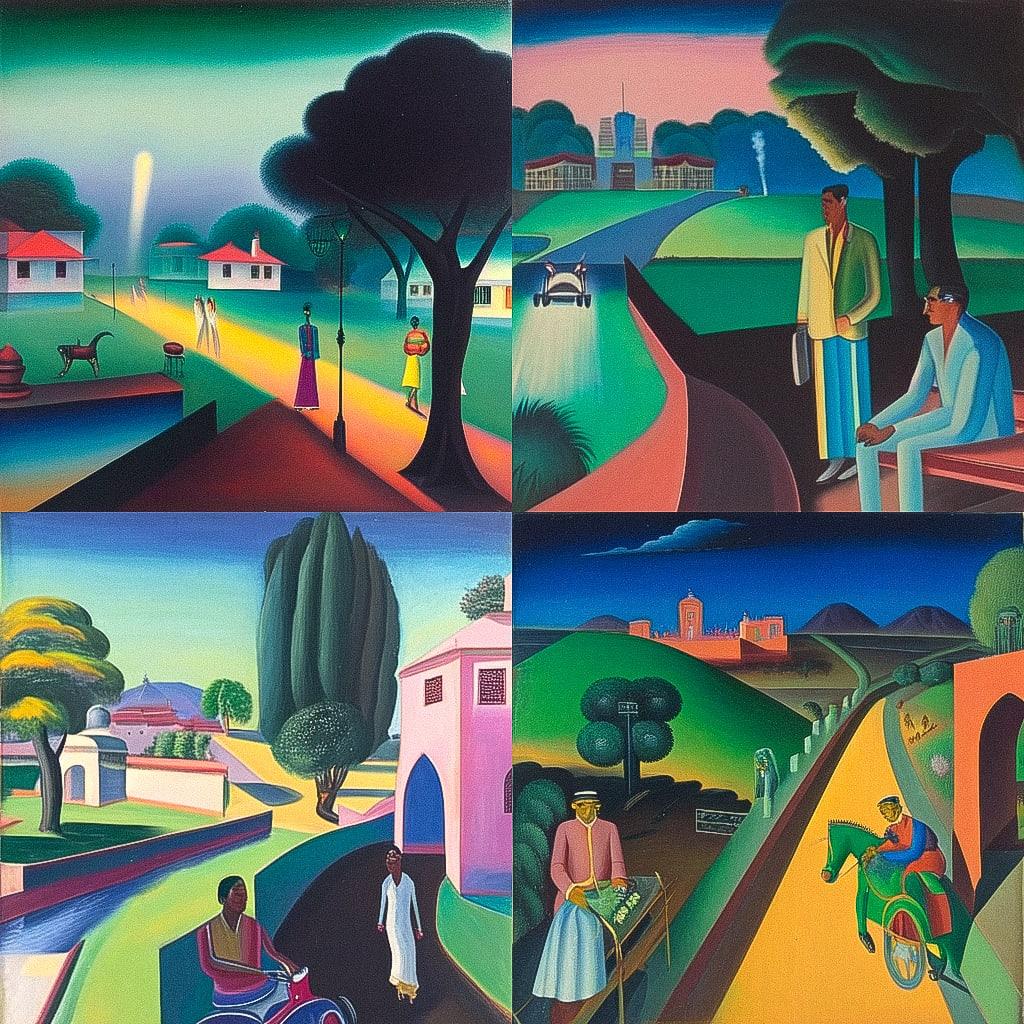 Bhupen Khakhar style, Midjourney Niji 4, render 1 of 4