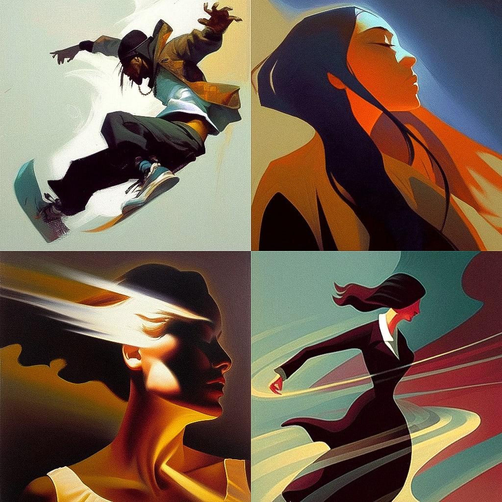 Bill Brauer style, Midjourney Niji 4, render 1 of 4