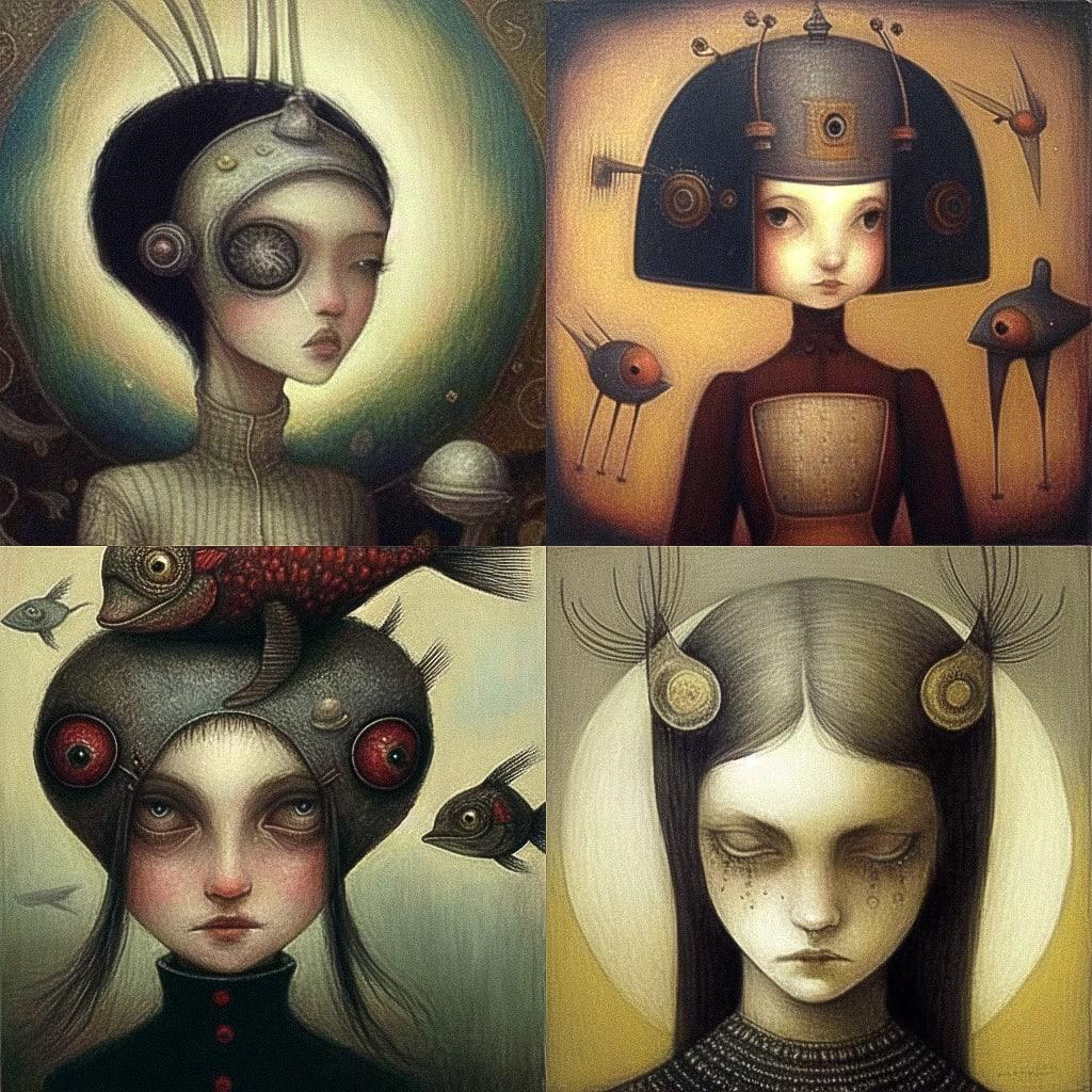 Bill Carman style, Midjourney Niji 4, render 1 of 4