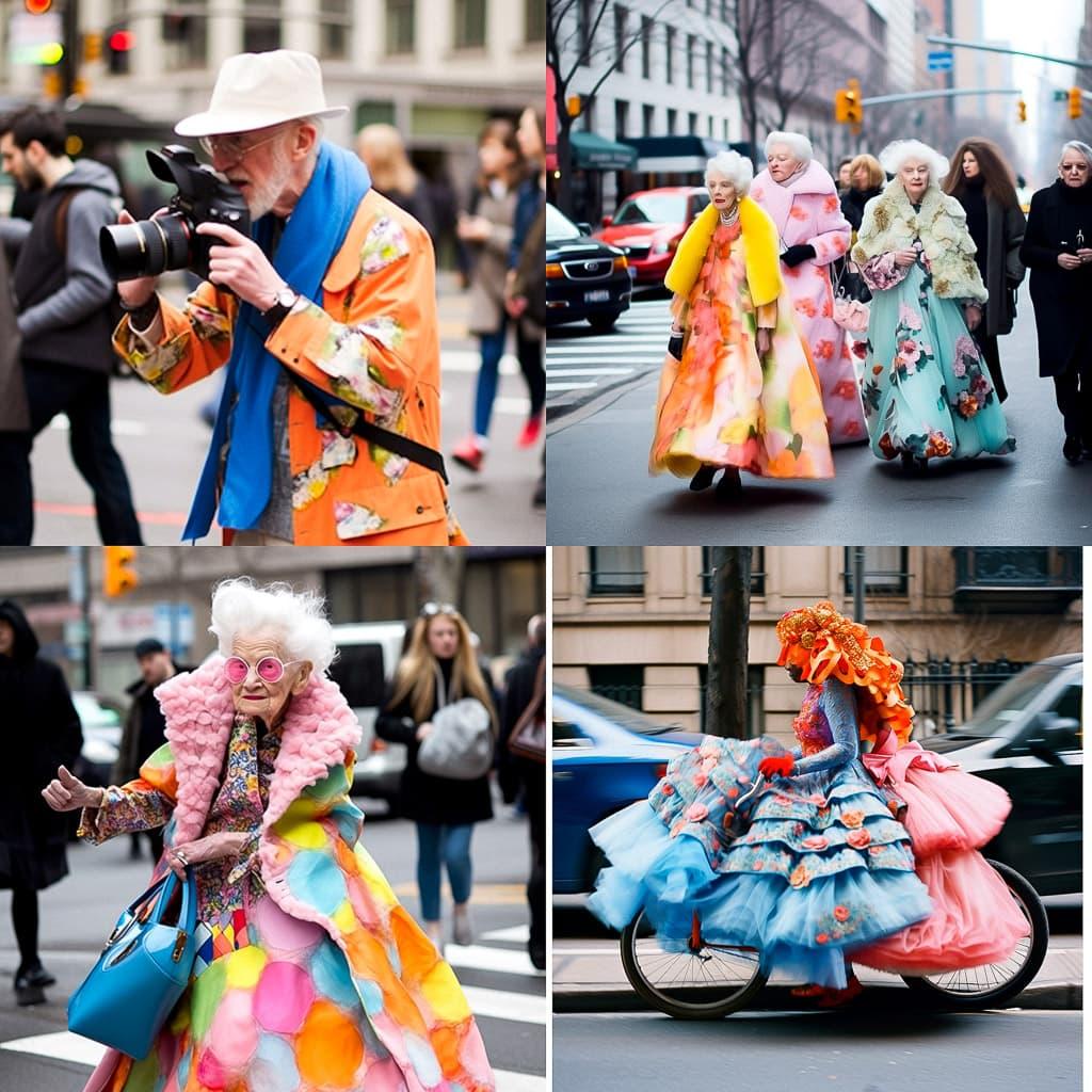 Bill Cunningham style, Midjourney Niji 5, render 1 of 4
