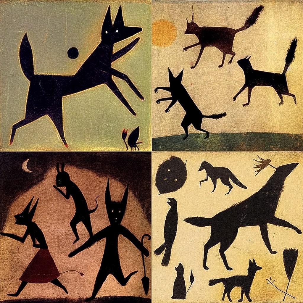 Bill Traylor style, Midjourney Niji 4, render 1 of 4