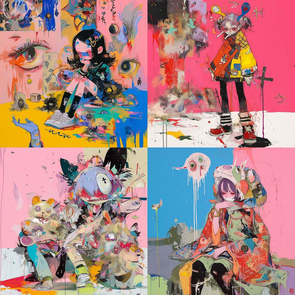Bjarne Melgaard style, Midjourney Niji 6, render 1 of 4