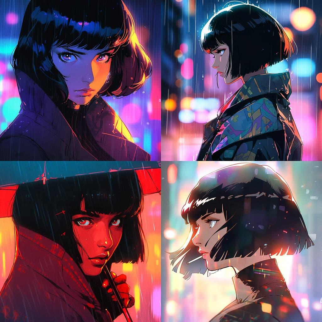 Blade Runner style, Midjourney Niji 5, render 1 of 4
