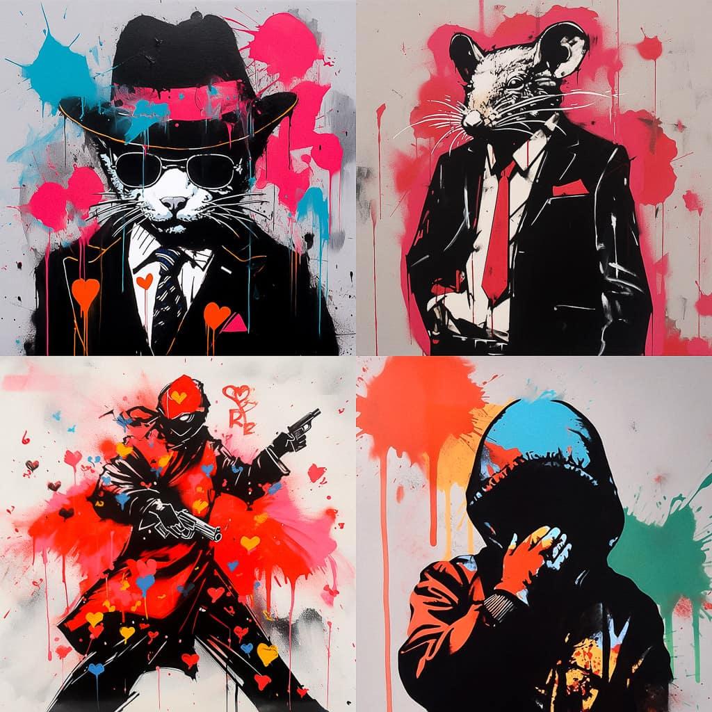Blek le Rat style, Midjourney Niji 5, render 1 of 4