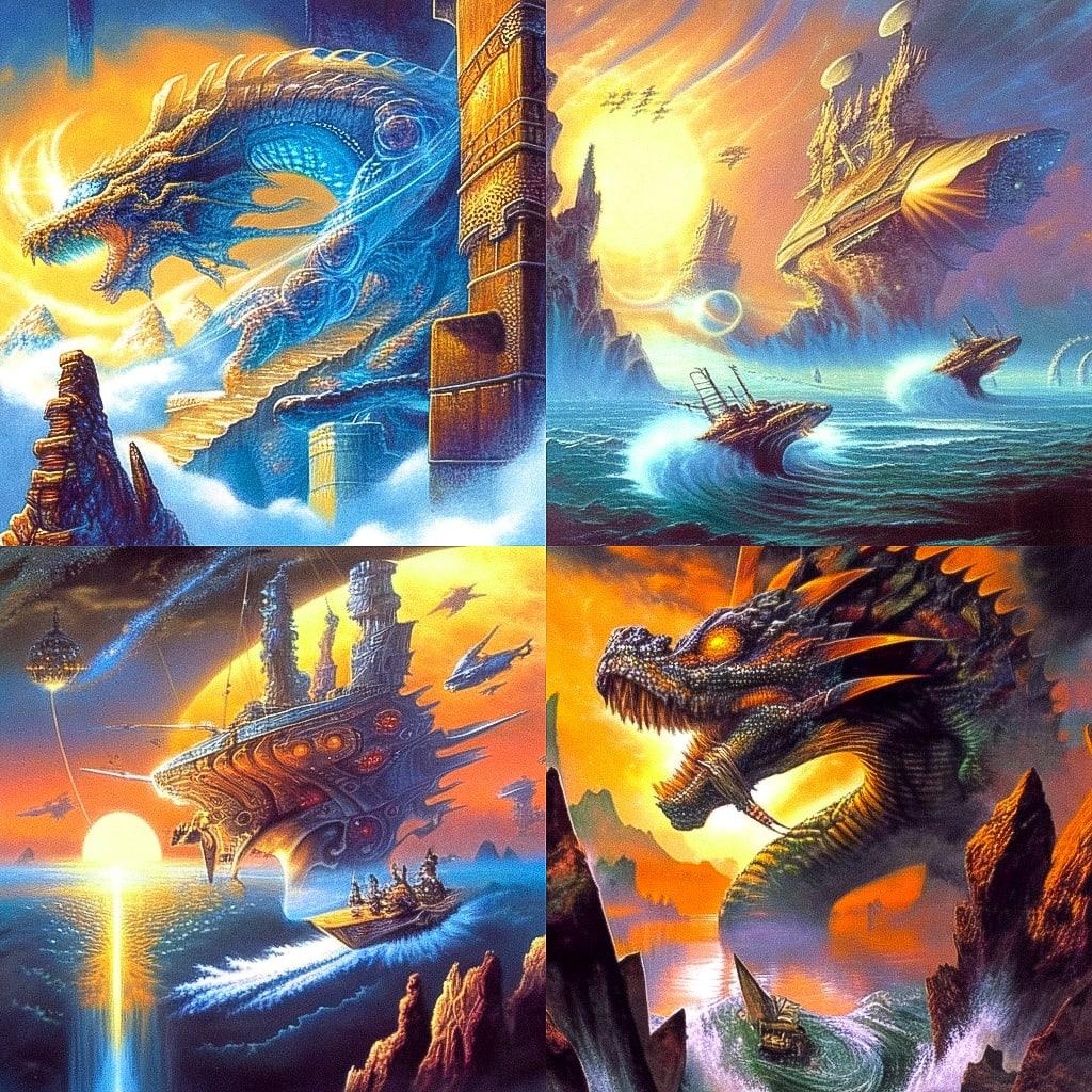 Bob Eggleton style, Midjourney Niji 4, render 1 of 4