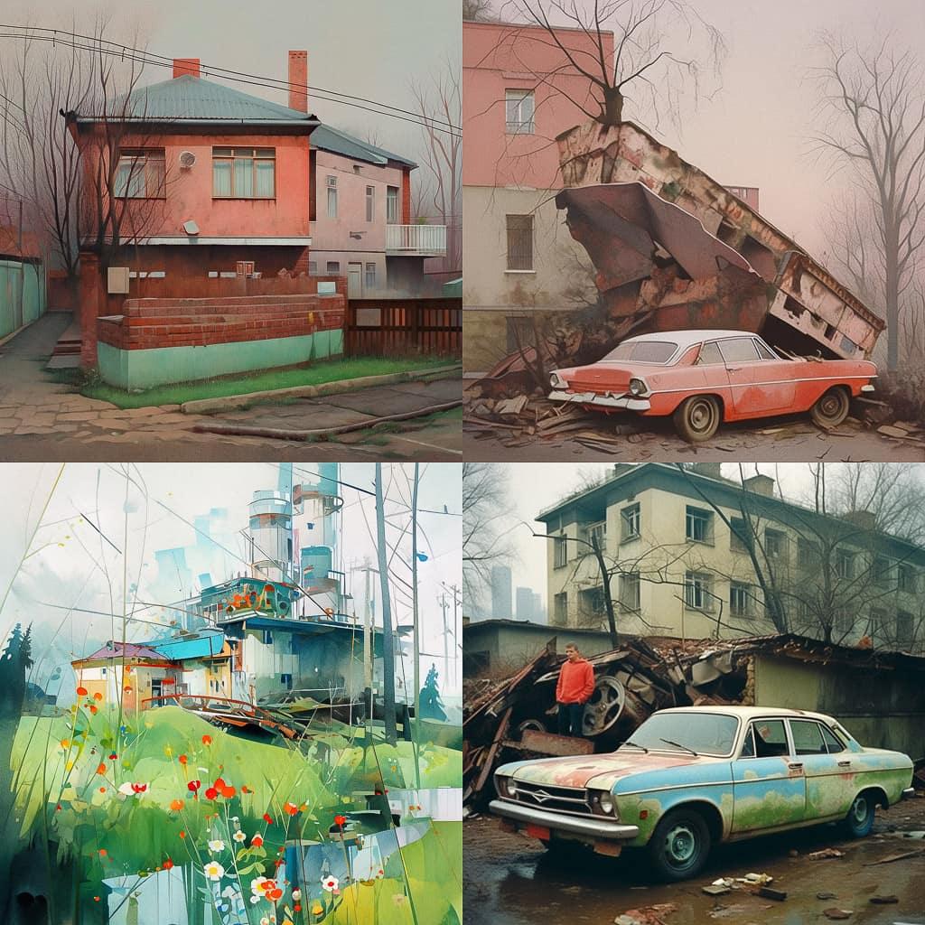 Boris Mikhailov style, Midjourney Niji 5, render 1 of 4