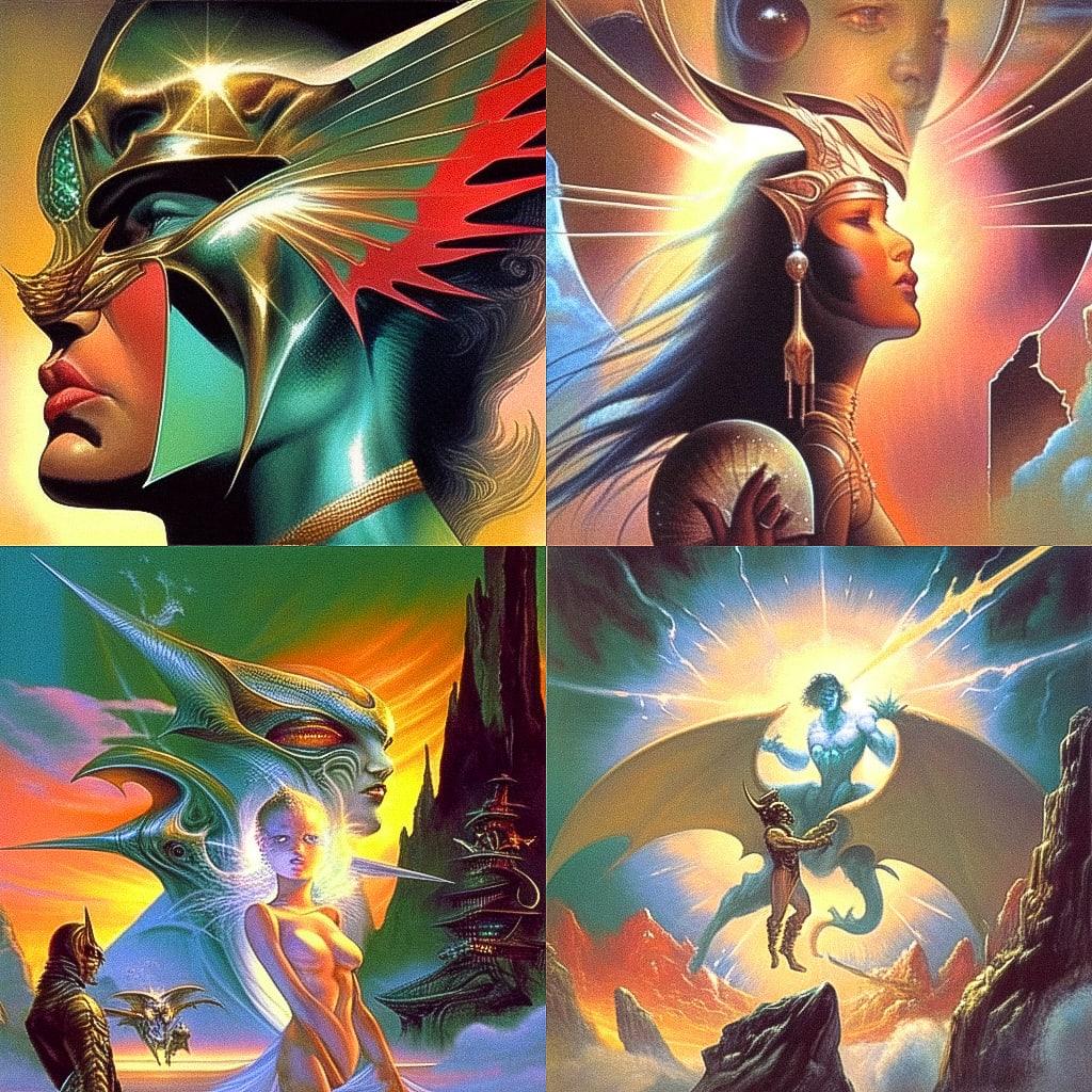 Boris Vallejo style, Midjourney Niji 4, render 1 of 4