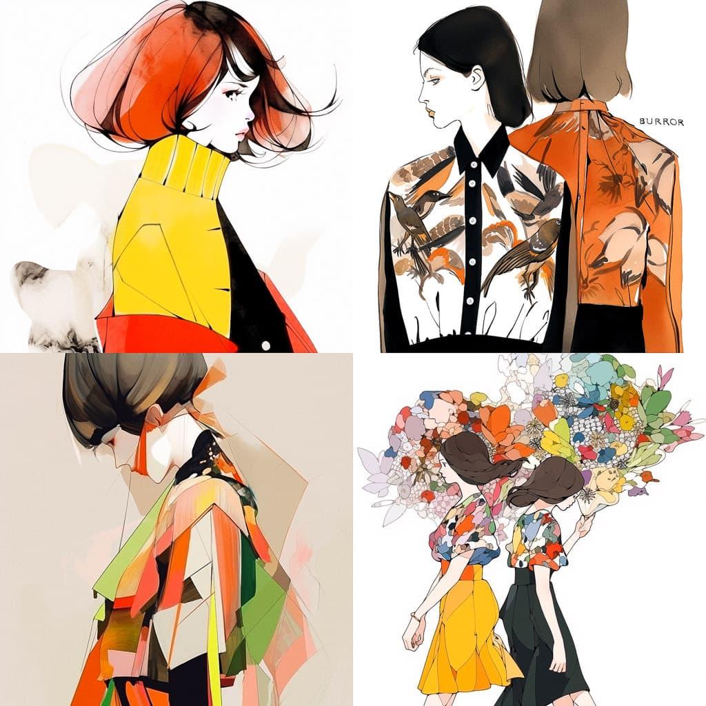 Bouchra Jarrar style, Midjourney Niji 5, render 1 of 4