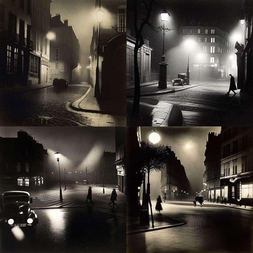 Brassai style, Midjourney Niji 4, render 1 of 4