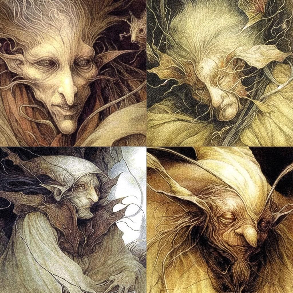 Brian Froud style, Midjourney Niji 4, render 1 of 4