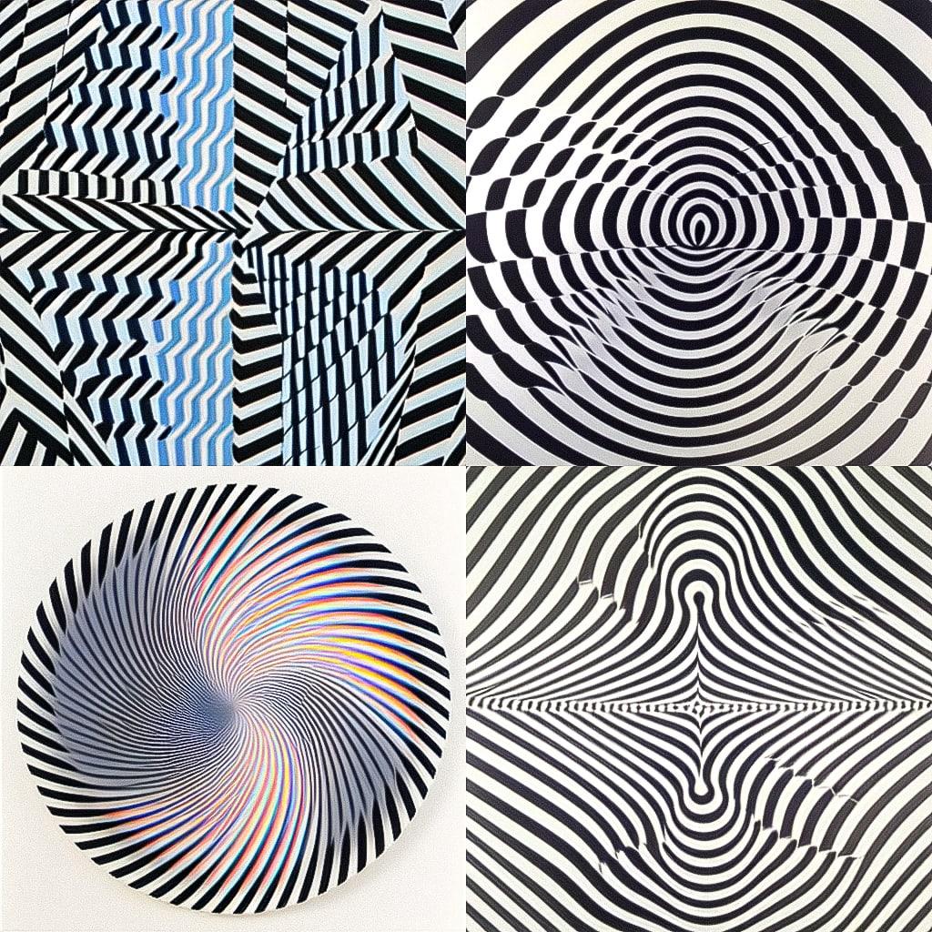 Bridget Riley style, Midjourney Niji 4, render 1 of 4