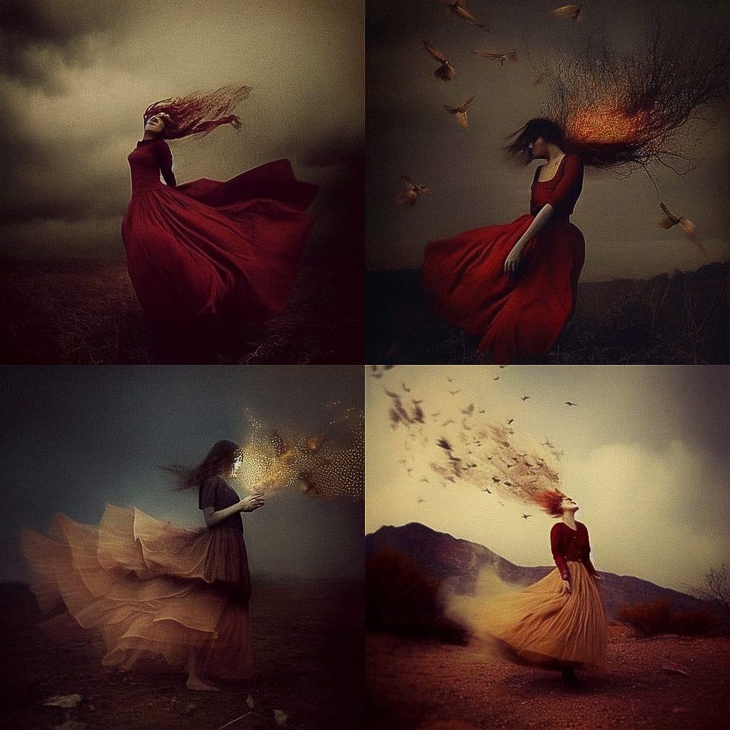 Brooke Shaden style, Midjourney Niji 4, render 1 of 4