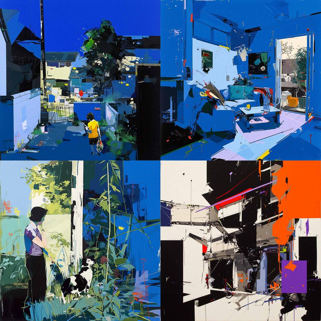 Bruce McLean style, Midjourney Niji 6, render 1 of 4