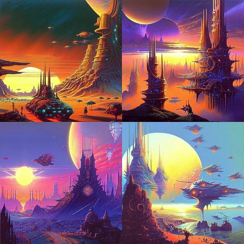 Bruce Pennington style, Midjourney Niji 4, render 1 of 4