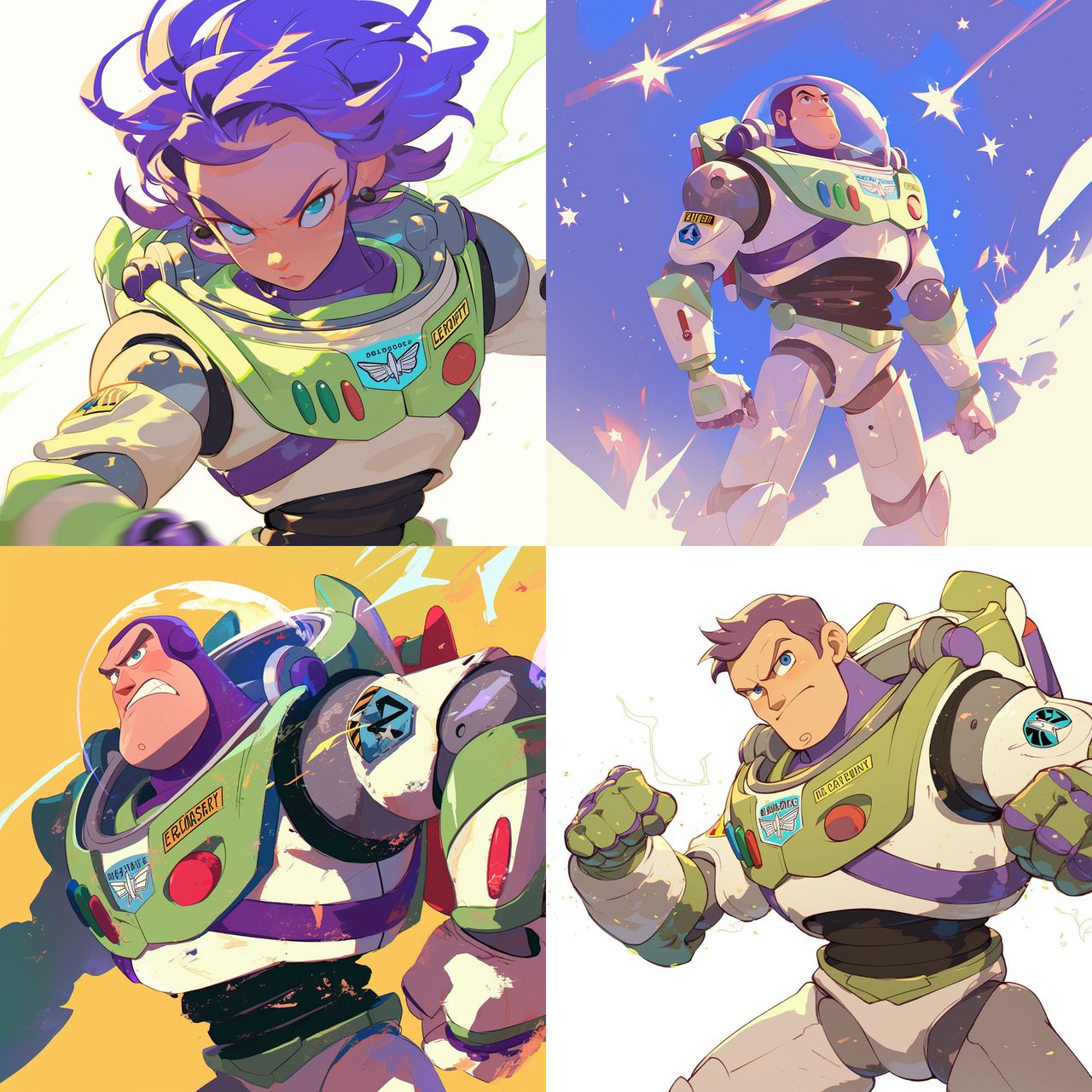 Buzz Lightyear style, Midjourney Niji 6, render 1 of 4