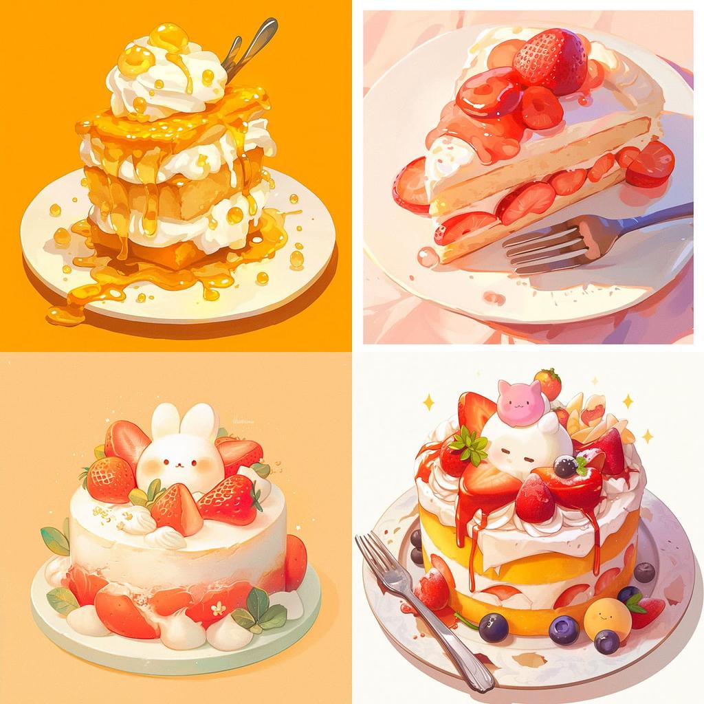Cake design style, Midjourney Niji 6, render 1 of 4