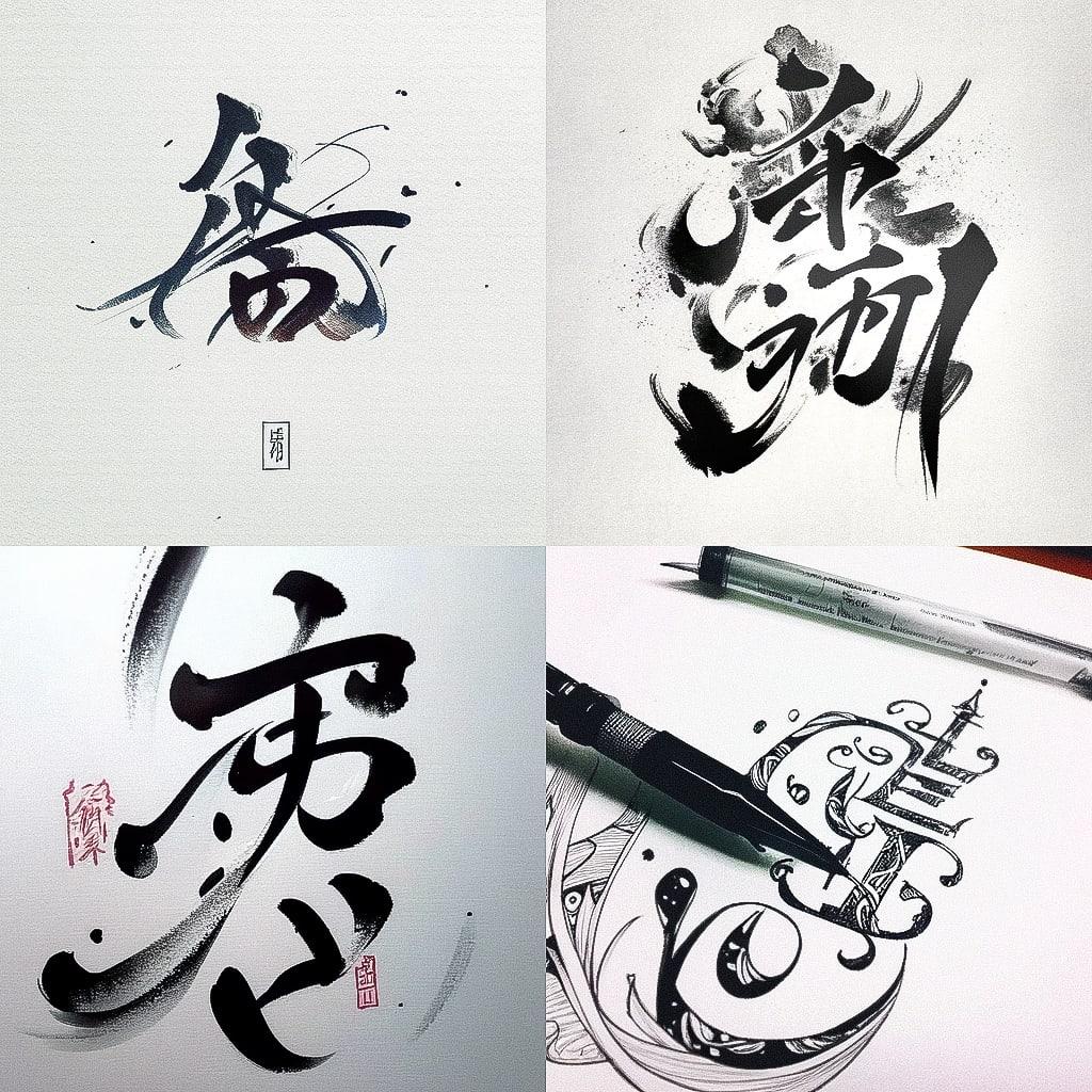 Calligraphy style, Midjourney Niji 4, render 1 of 4