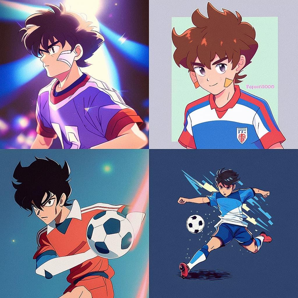 Captain Tsubasa style, Midjourney Niji 5, render 1 of 4