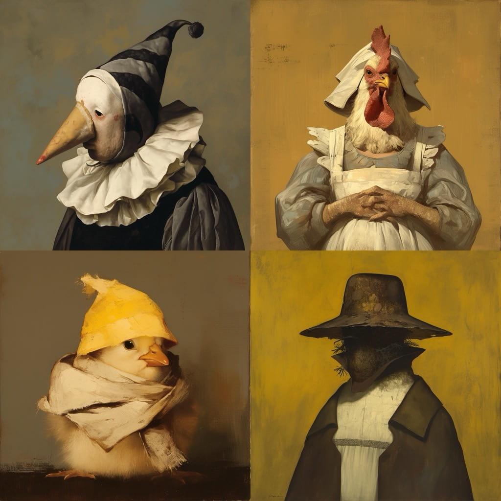 Carel Fabritius style, Midjourney Niji 6, render 1 of 4