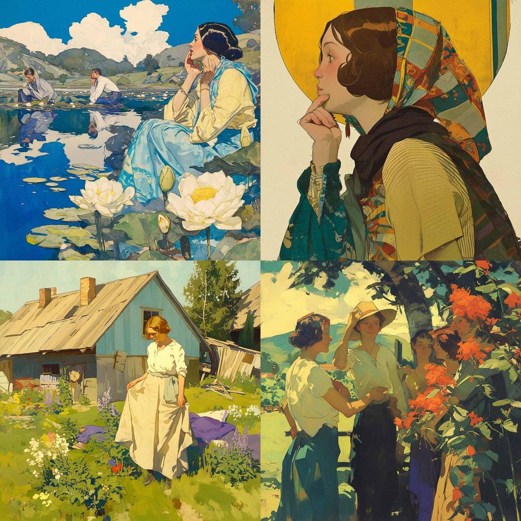 Carl Wilhelmson style, Midjourney Niji 5, render 1 of 4