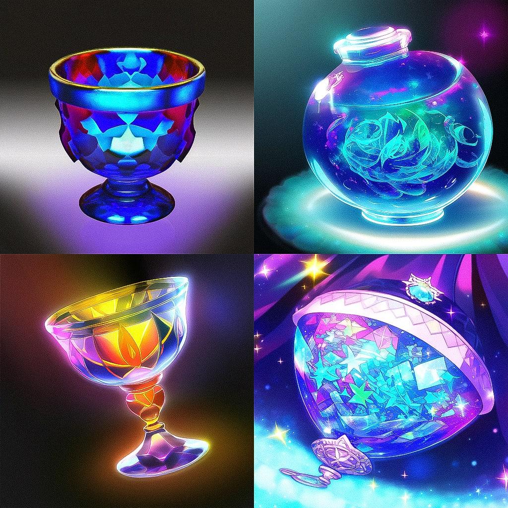 Carnival glass style, Midjourney Niji 4, render 1 of 4
