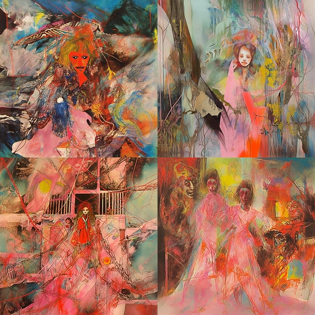 Carolee Schneemann style, Midjourney Niji 5, render 1 of 4