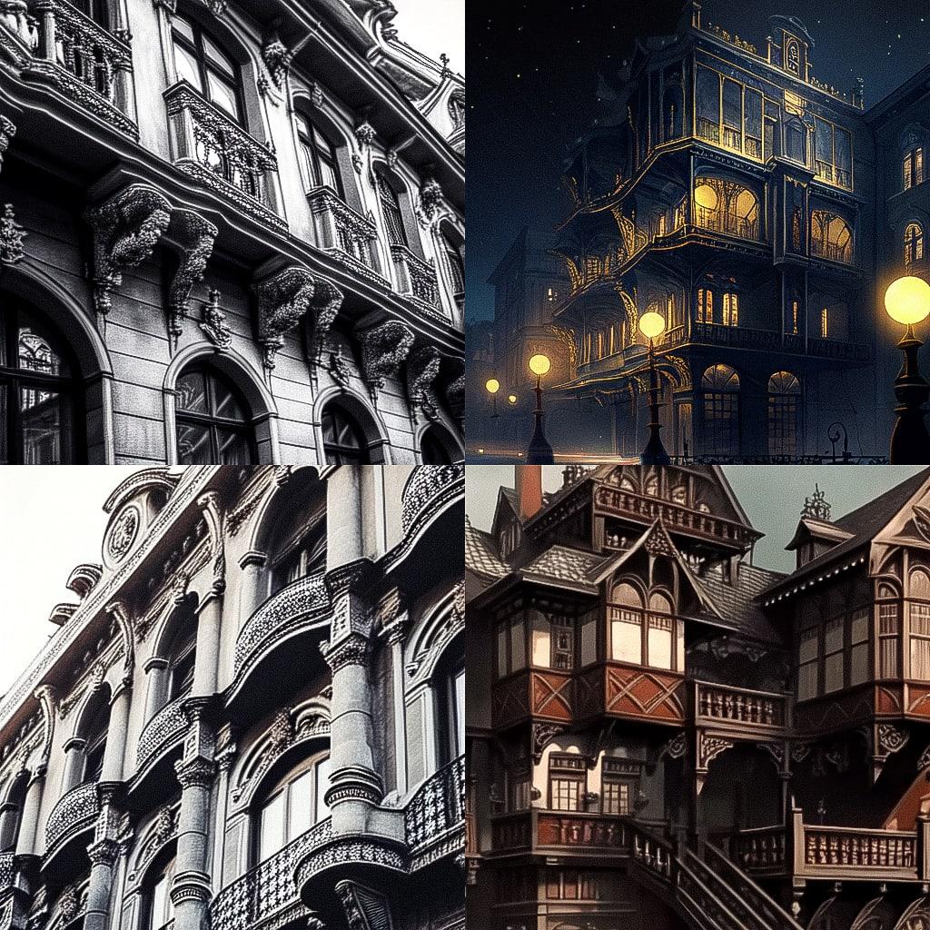 Cast-iron architecture style, Midjourney Niji 4, render 1 of 4