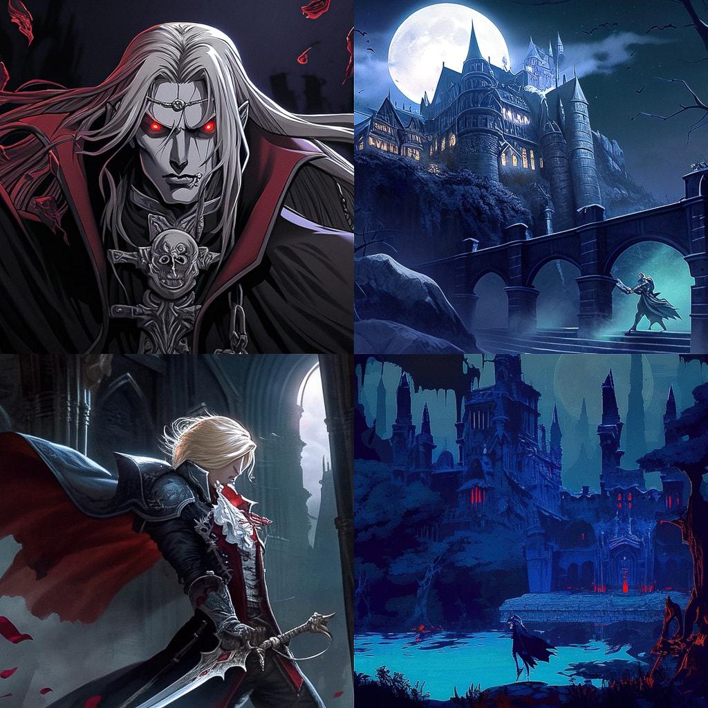 Castlevania style, Midjourney Niji 4, render 1 of 4