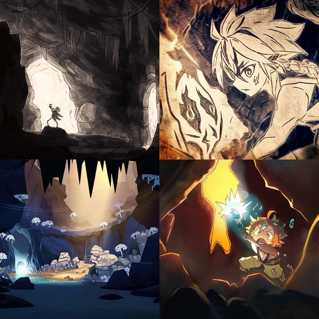 Cave painting style, Midjourney Niji 4, render 1 of 4