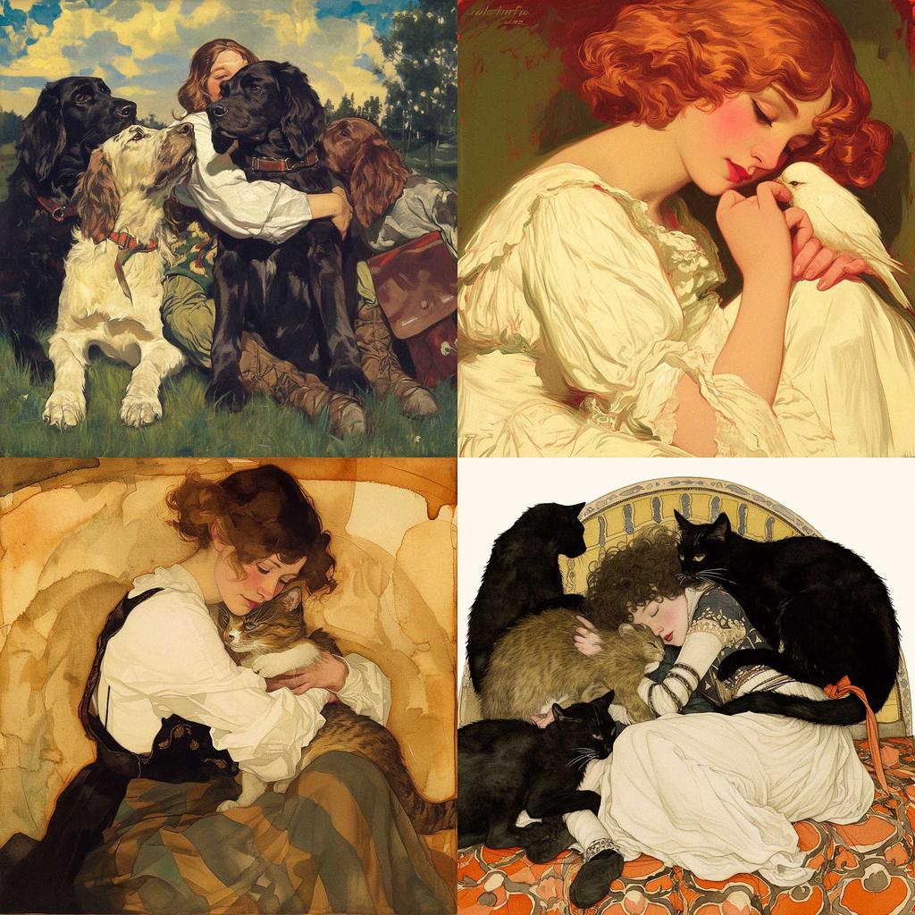 Charles Burton Barber style, Midjourney Niji 6, render 1 of 4