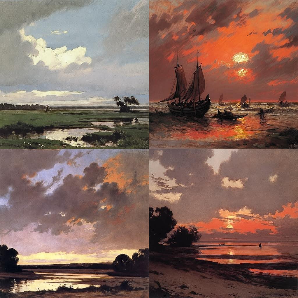 Charles-Francois Daubigny style, Midjourney Niji 5, render 1 of 4