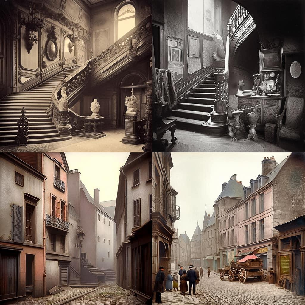 Charles Marville style, Midjourney Niji 5, render 1 of 4