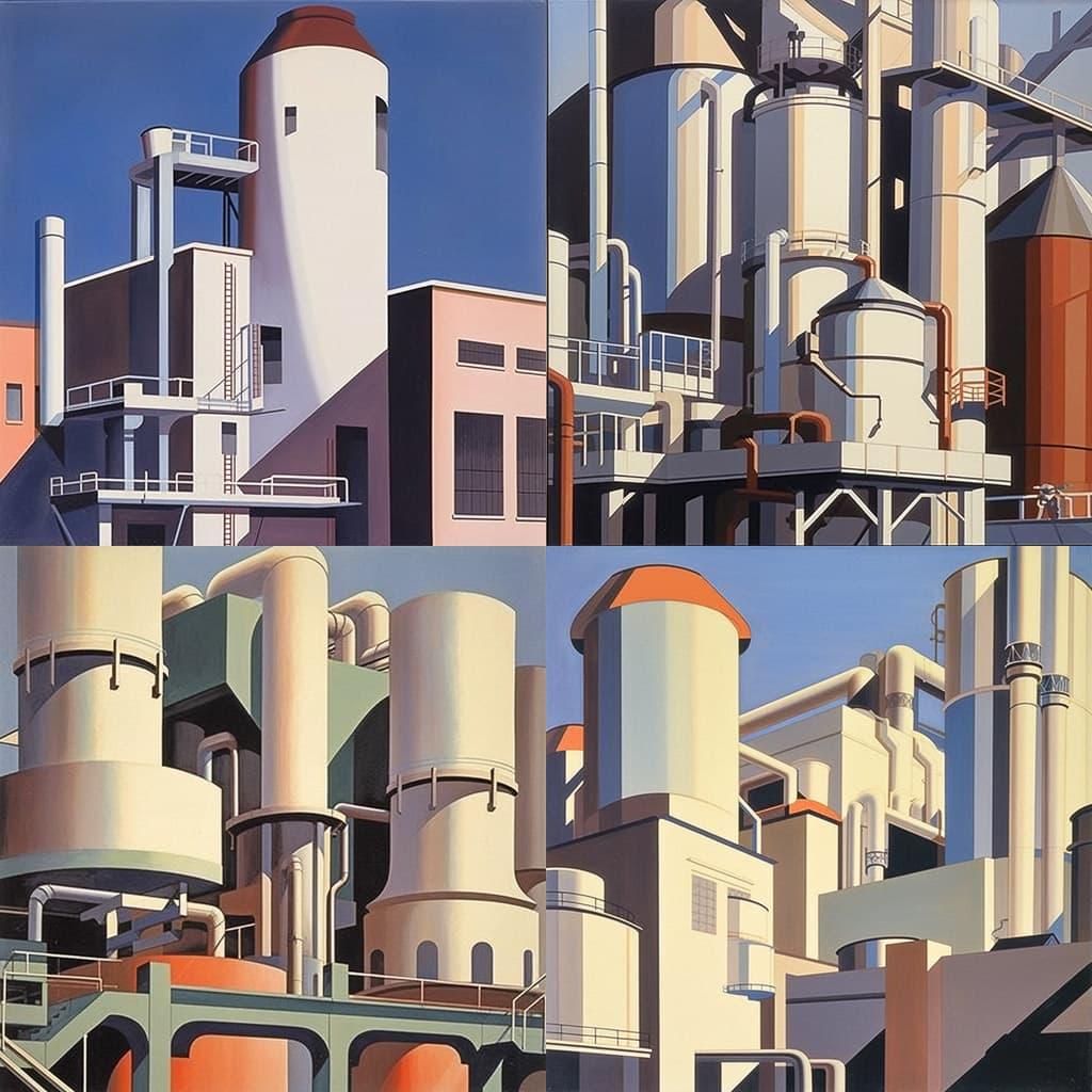 Charles Sheeler style, Midjourney Niji 5, render 1 of 4