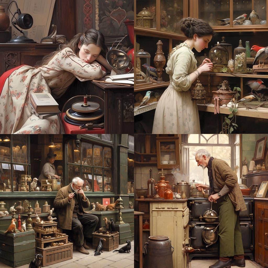 Charles Spencelayh style, Midjourney Niji 5, render 1 of 4