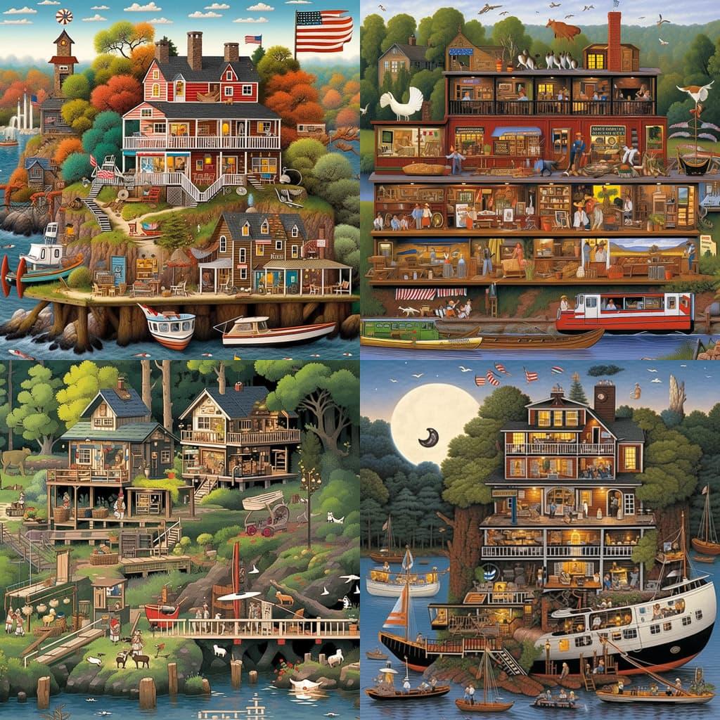 Charles Wysocki style, Midjourney Niji 5, render 1 of 4