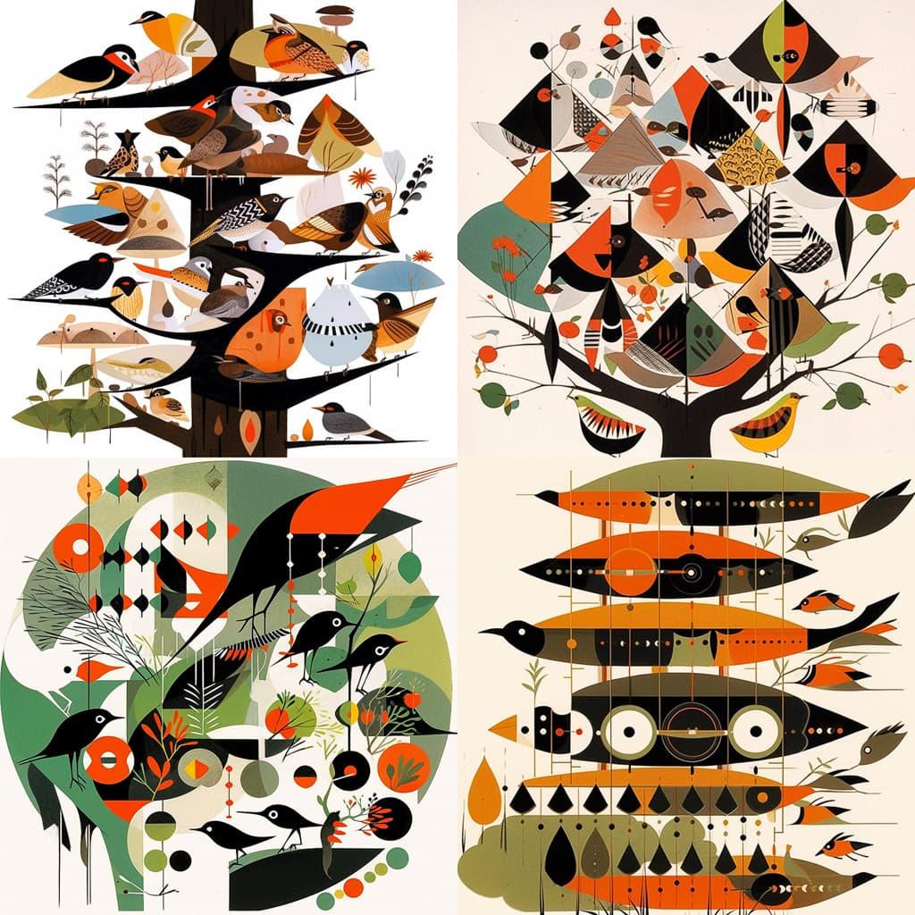 Charley Harper style, Midjourney Niji 5, render 1 of 4