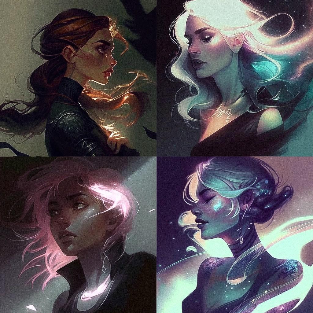 Charlie Bowater style, Midjourney Niji 4, render 1 of 4