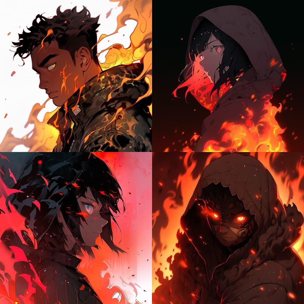 Charred style, Midjourney Niji 5, render 1 of 4