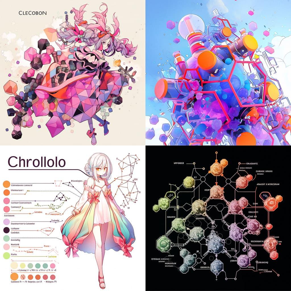 Chemical structure style, Midjourney Niji 5, render 1 of 4