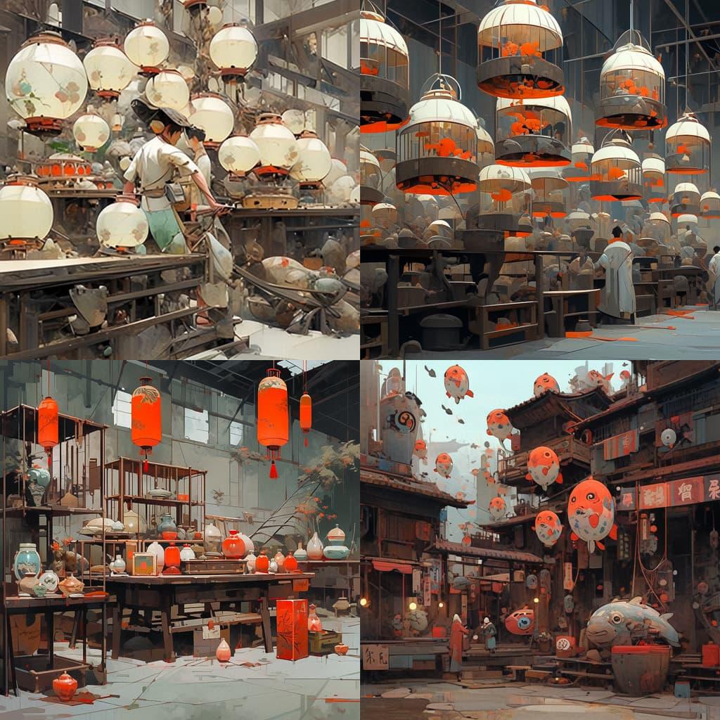 Chen Zhen style, Midjourney Niji 5, render 1 of 4