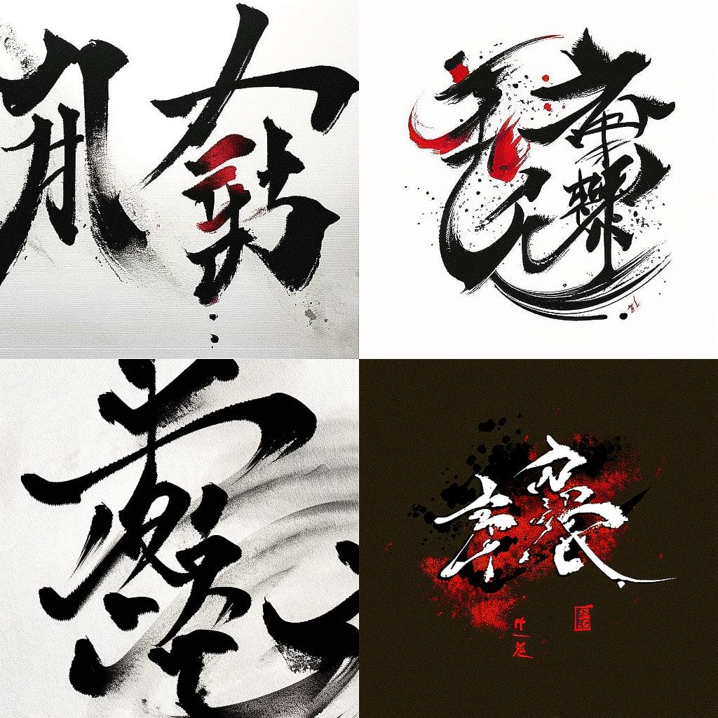 Chinese calligraphy style, Midjourney Niji 4, render 1 of 4