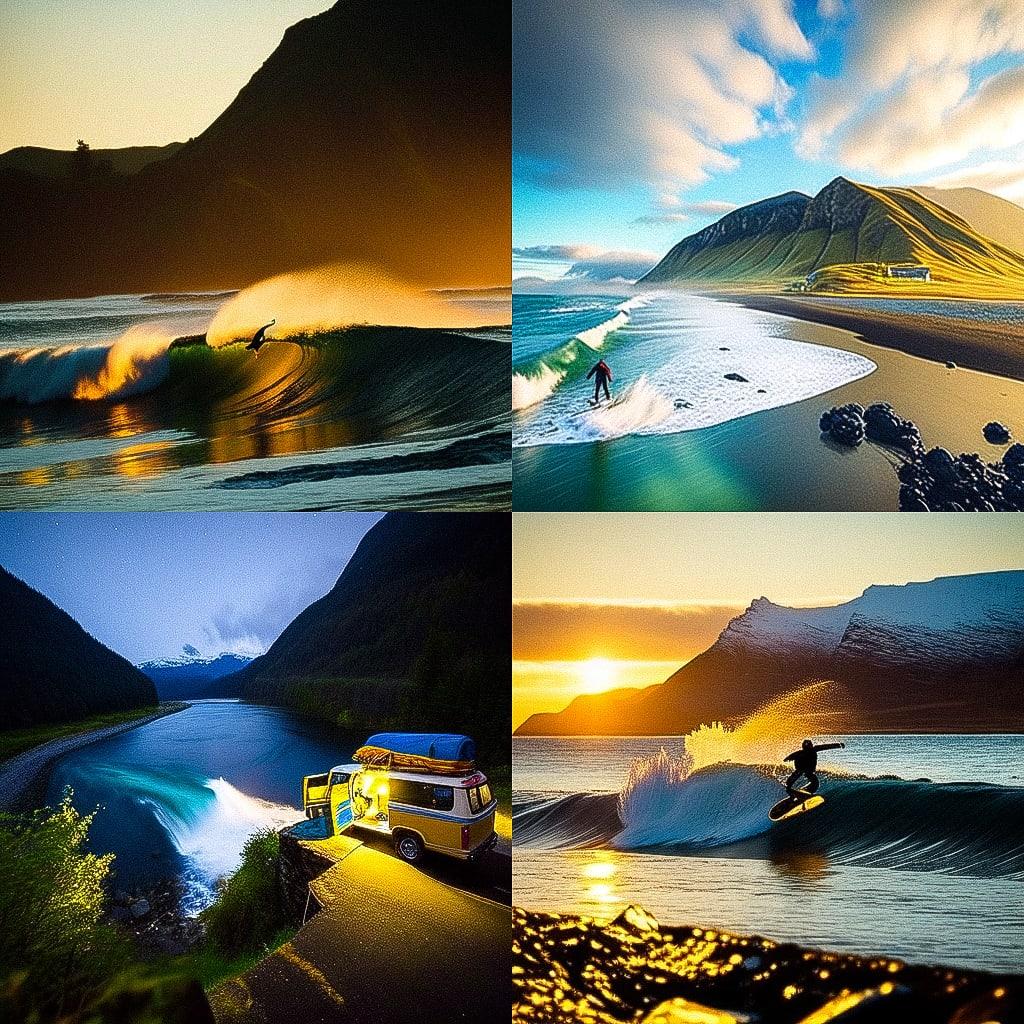 Chris Burkard style, Midjourney Niji 4, render 1 of 4