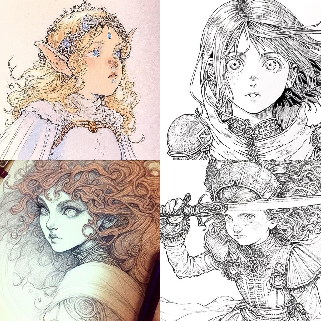 Chris Riddell style, Midjourney Niji 5, render 1 of 4