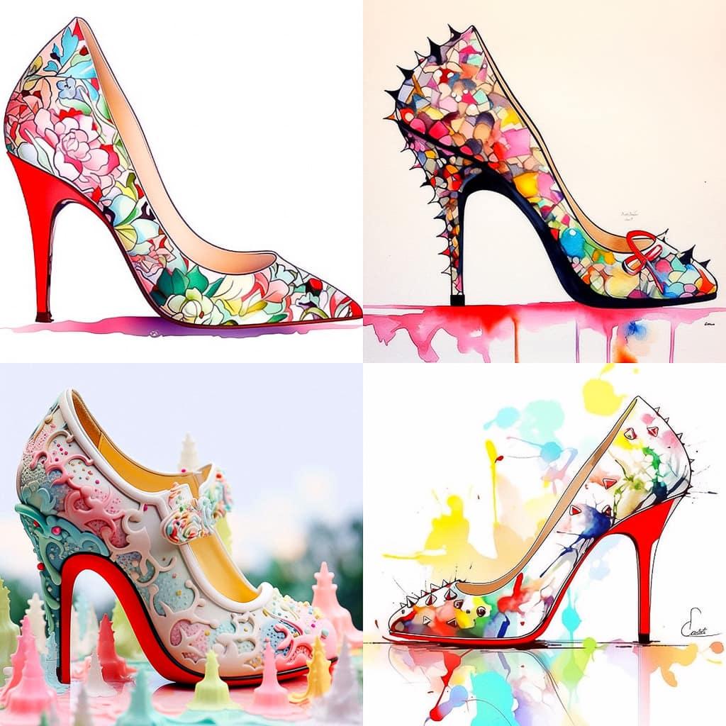 Christian Louboutin style, Midjourney Niji 5, render 1 of 4