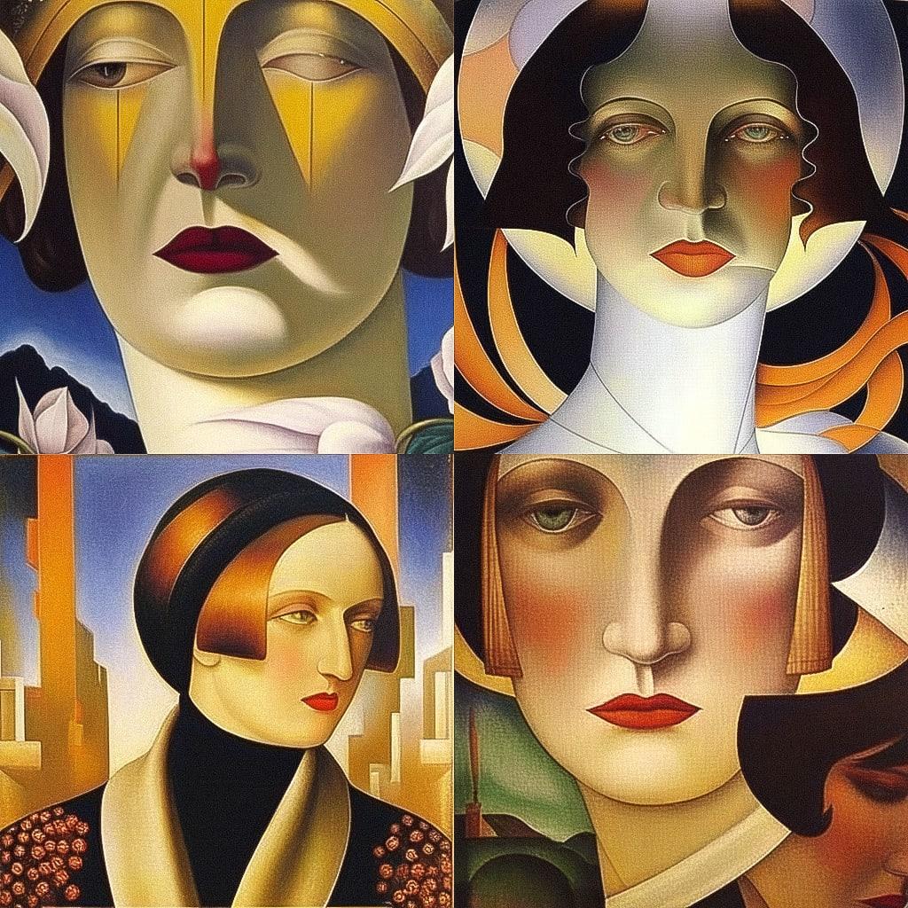 Christian Schad style, Midjourney Niji 4, render 1 of 4