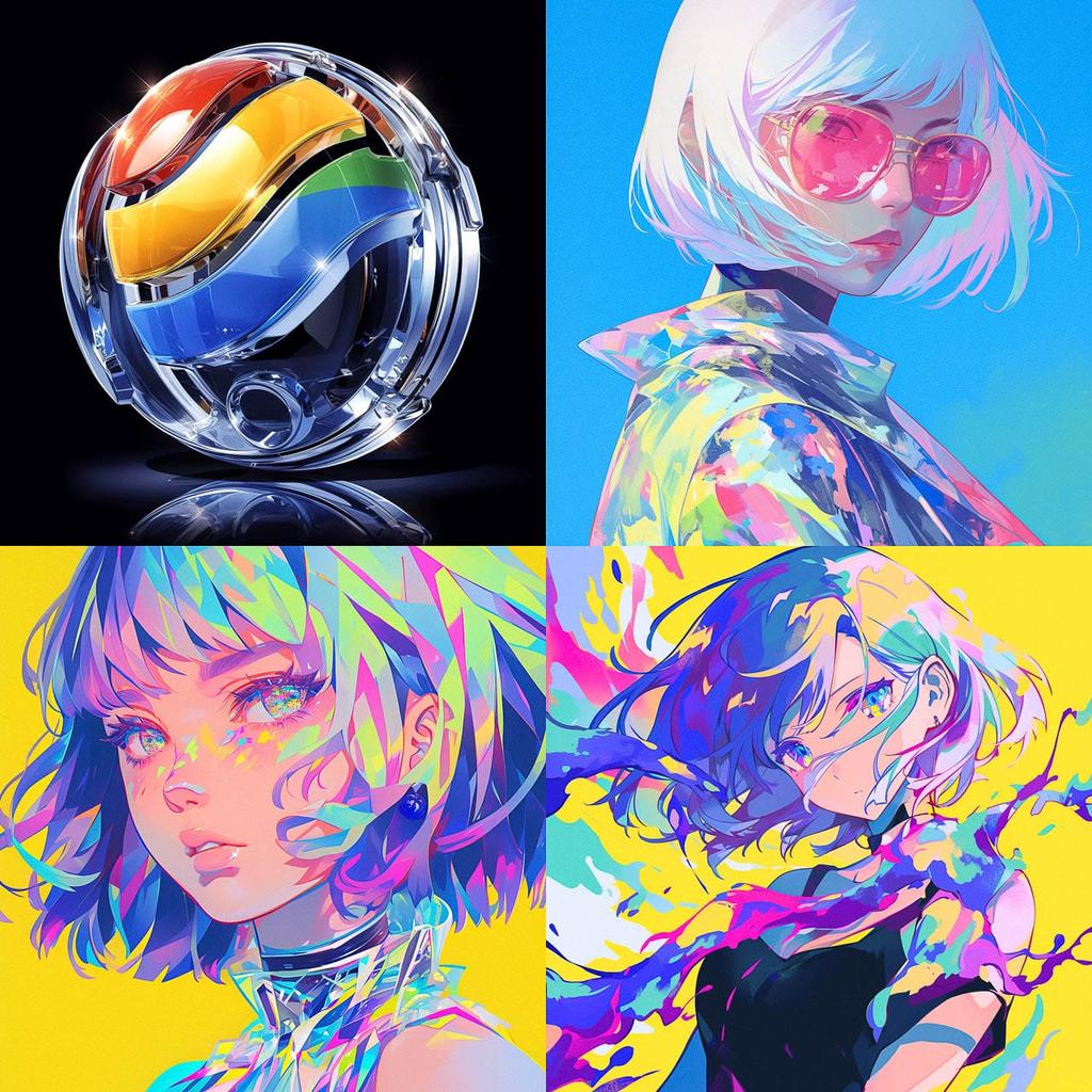 Chrome colors style, Midjourney Niji 6, render 1 of 4