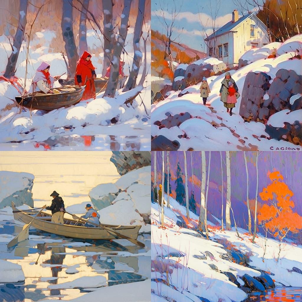 Clarence Gagnon style, Midjourney Niji 5, render 1 of 4