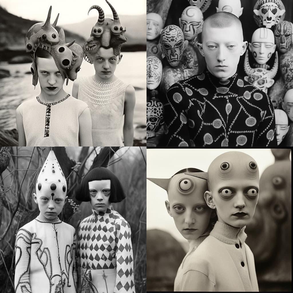 Claude Cahun style, Midjourney Niji 4, render 1 of 4